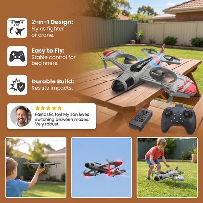 2-in-1 Remote Control Fighter Jet & Drone Toy