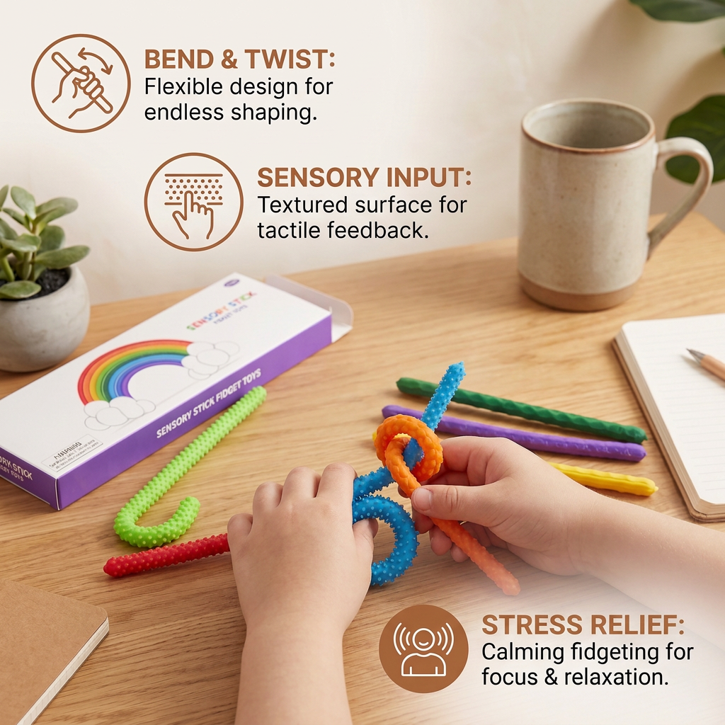 Sensory Fidget Sticks – Soothing Twisty Toys for Stress Relief