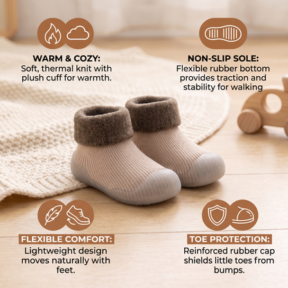 Warm Baby Walking Sock Shoes with Soft Non-Slip Soles