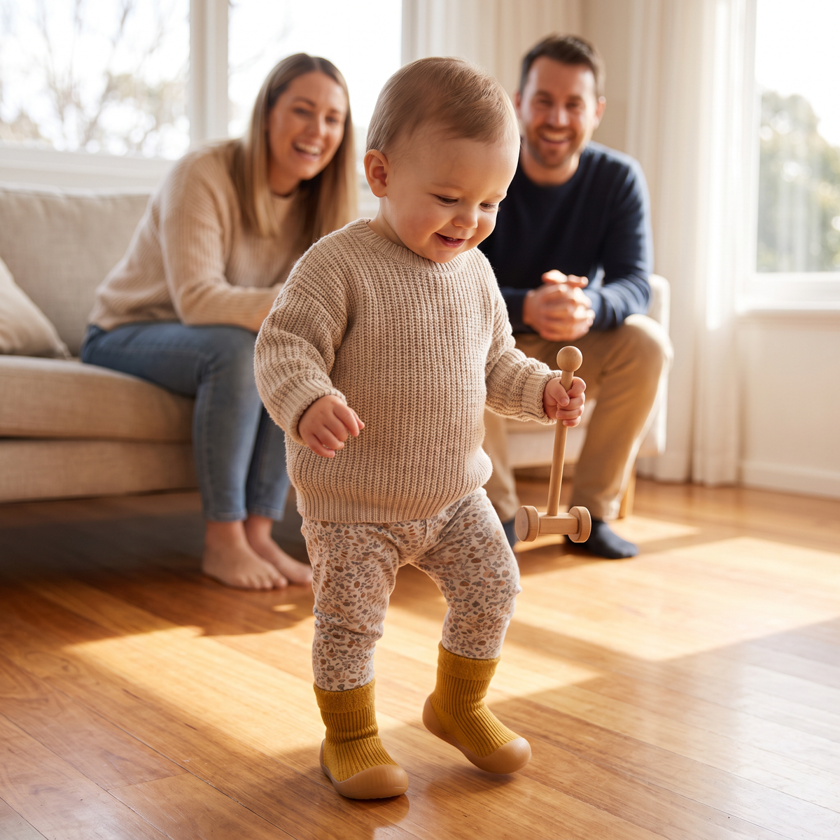 Warm Baby Walking Sock Shoes with Soft Non-Slip Soles