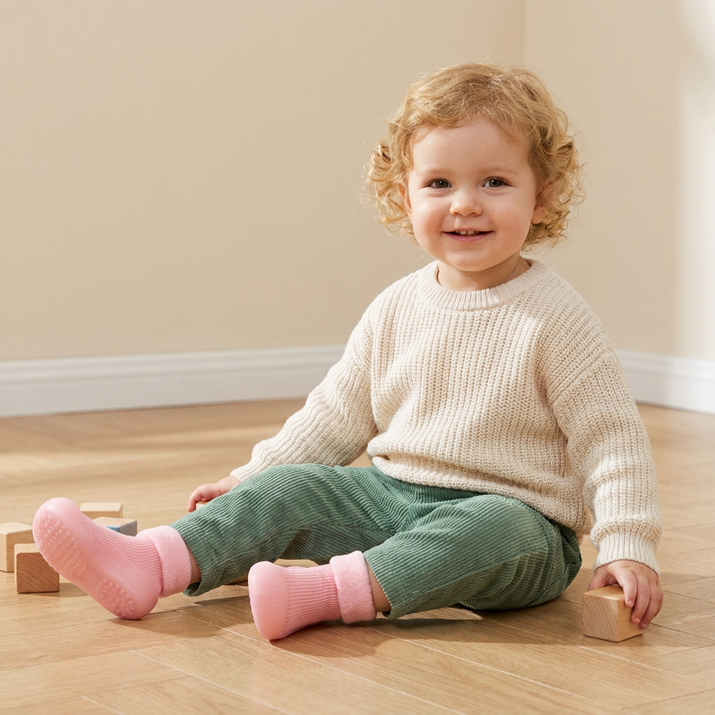 Warm Baby Walking Sock Shoes with Soft Non-Slip Soles