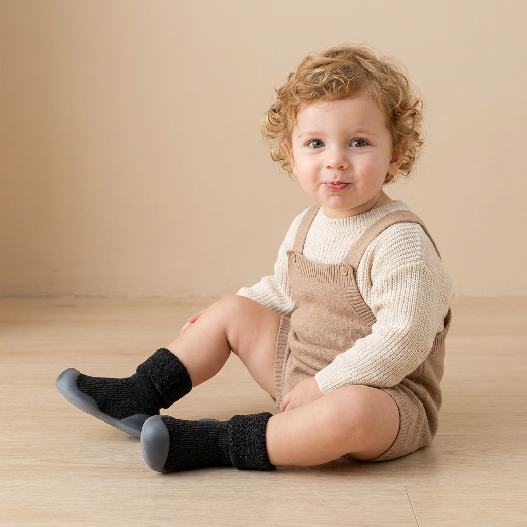 Warm Baby Walking Sock Shoes with Soft Non-Slip Soles