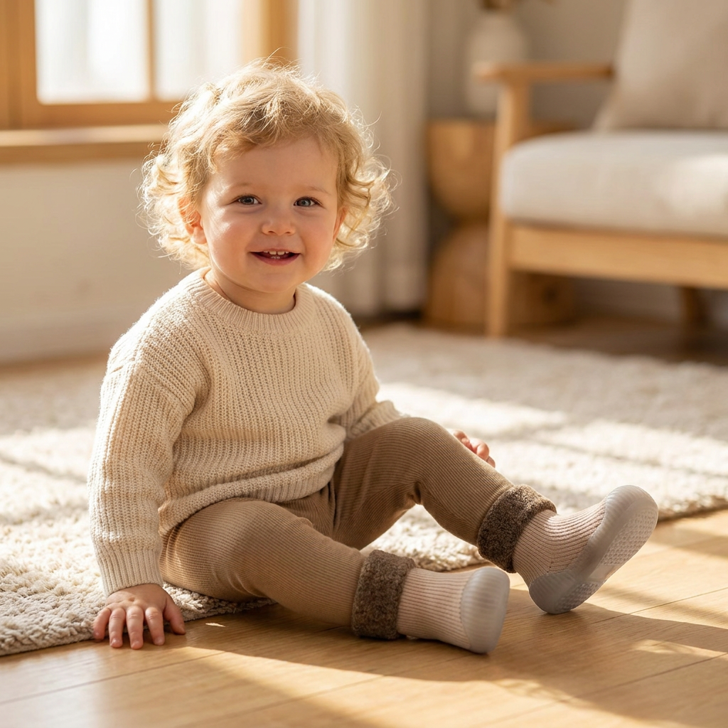 Warm Baby Walking Sock Shoes with Soft Non-Slip Soles