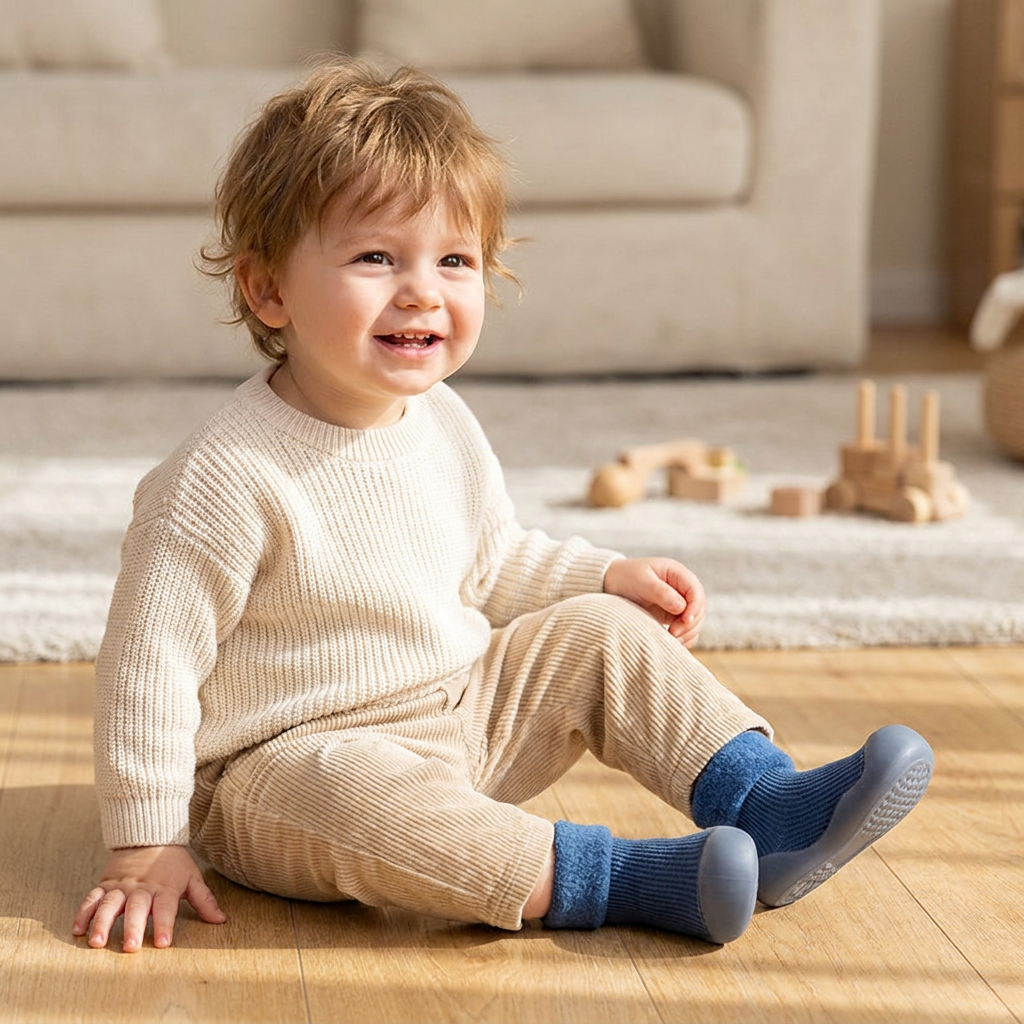 Warm Baby Walking Sock Shoes with Soft Non-Slip Soles