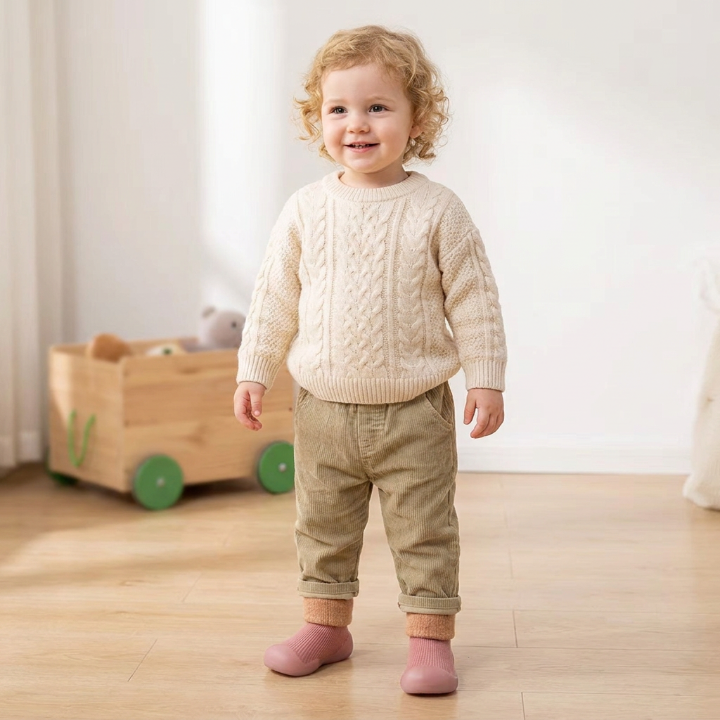 Warm Baby Walking Sock Shoes with Soft Non-Slip Soles