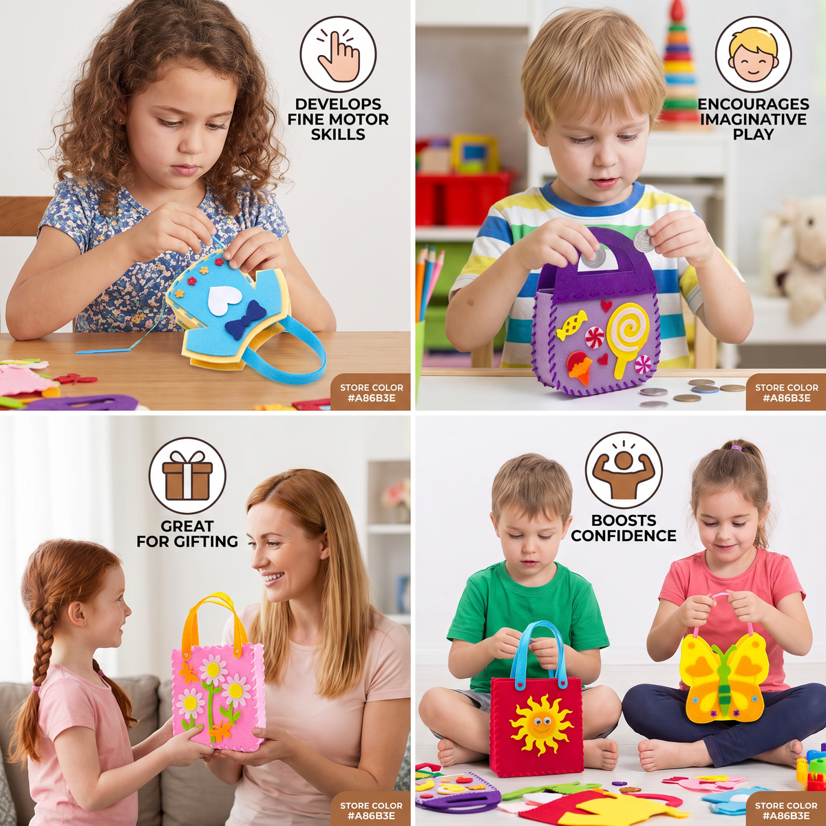 DIY Cute Felt Handbag Sewing Craft Kit for Kids