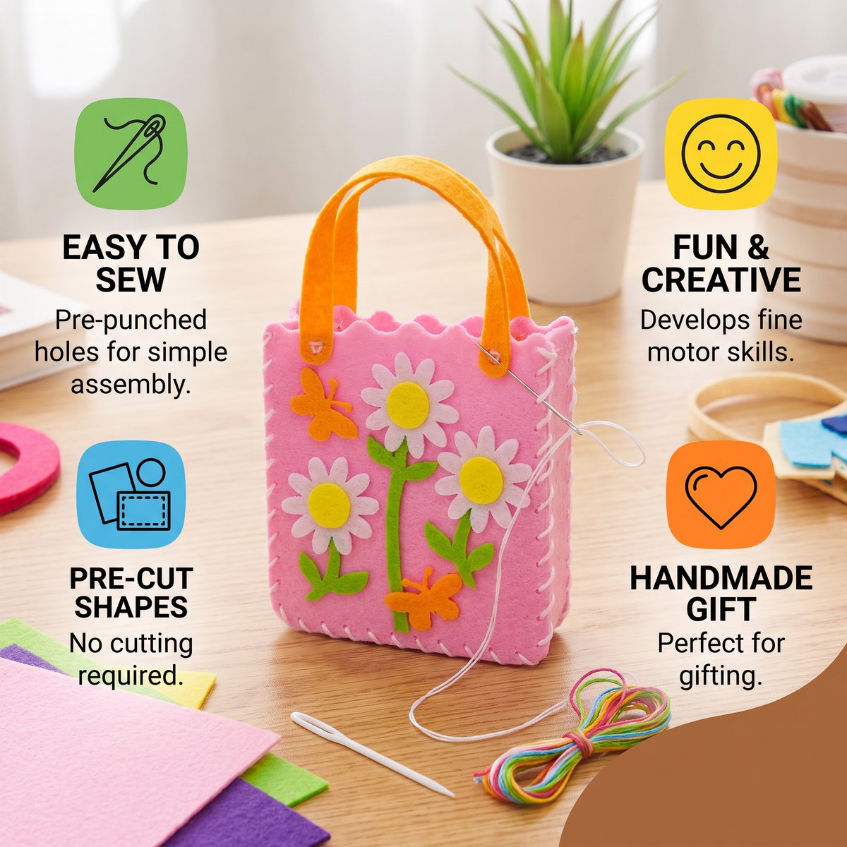DIY Cute Felt Handbag Sewing Craft Kit for Kids