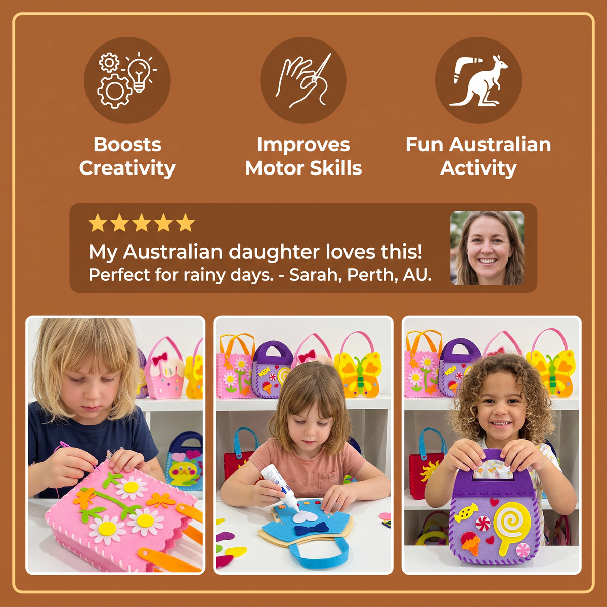 DIY Cute Felt Handbag Sewing Craft Kit for Kids