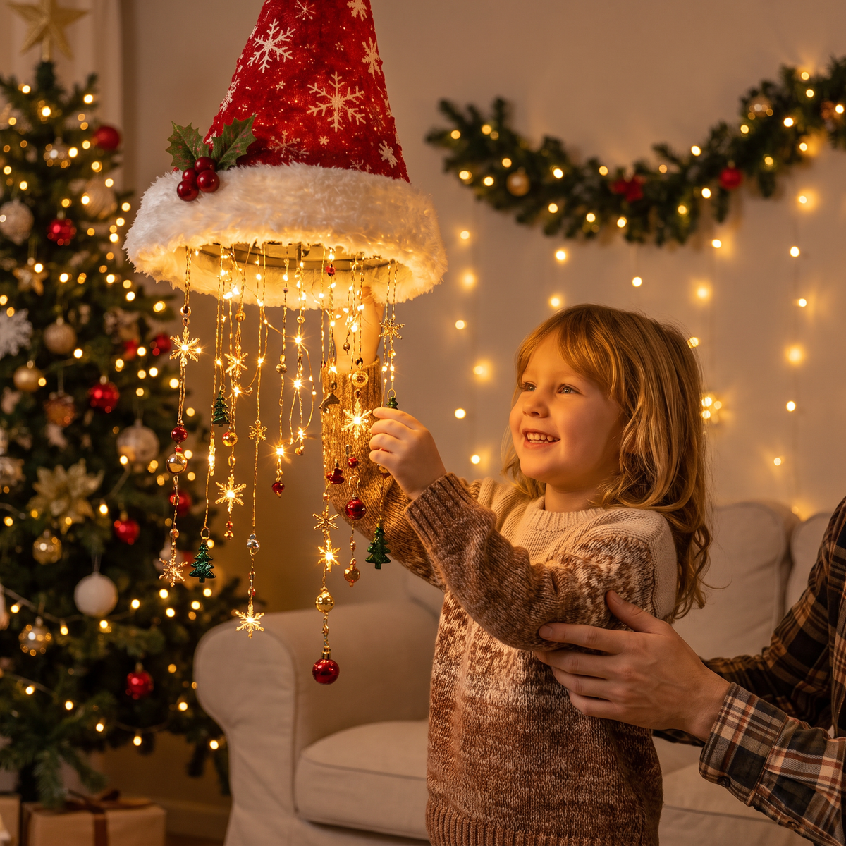 Christmas Santa Hat Lights with LED String Decorations