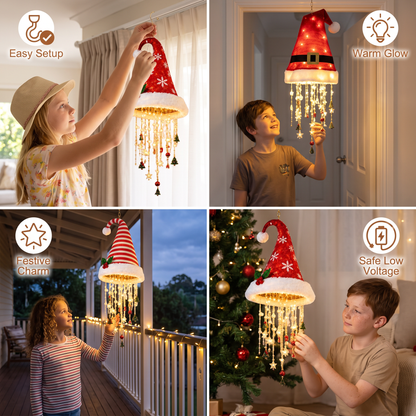 Christmas Santa Hat Lights with LED String Decorations