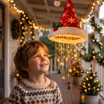 Christmas Santa Hat Lights with LED String Decorations