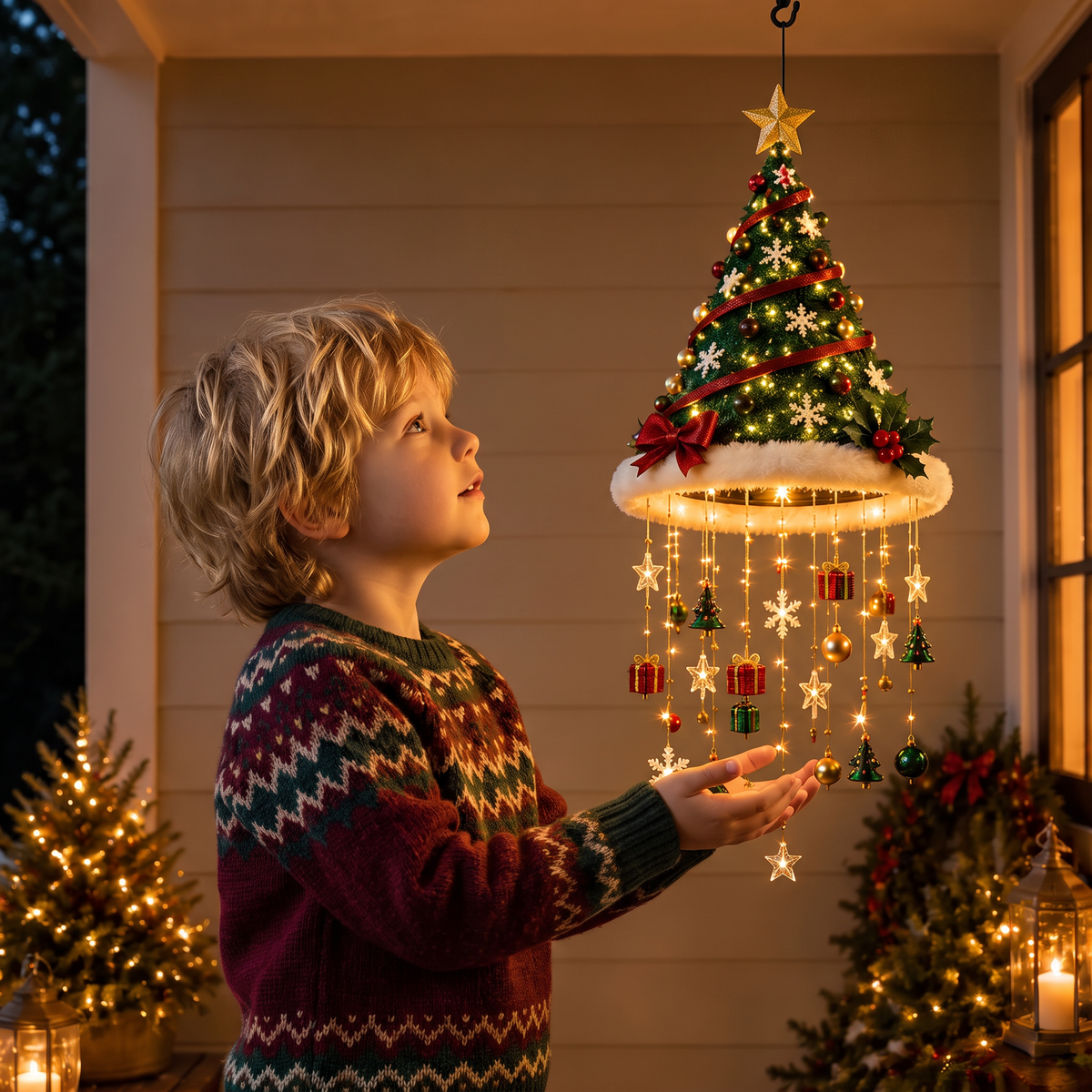 Christmas Santa Hat Lights with LED String Decorations