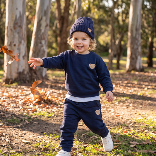 Baby Outfit with Embroidered Bear Sweatshirt & Matching Sweatpants