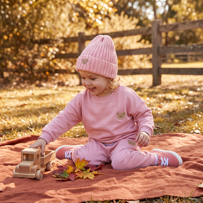 Baby Outfit with Embroidered Bear Sweatshirt & Matching Sweatpants