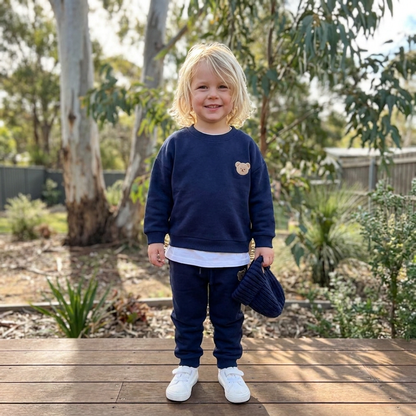 Baby Outfit with Embroidered Bear Sweatshirt & Matching Sweatpants