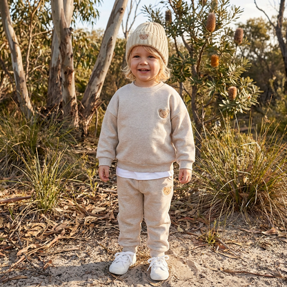 Baby Outfit with Embroidered Bear Sweatshirt & Matching Sweatpants
