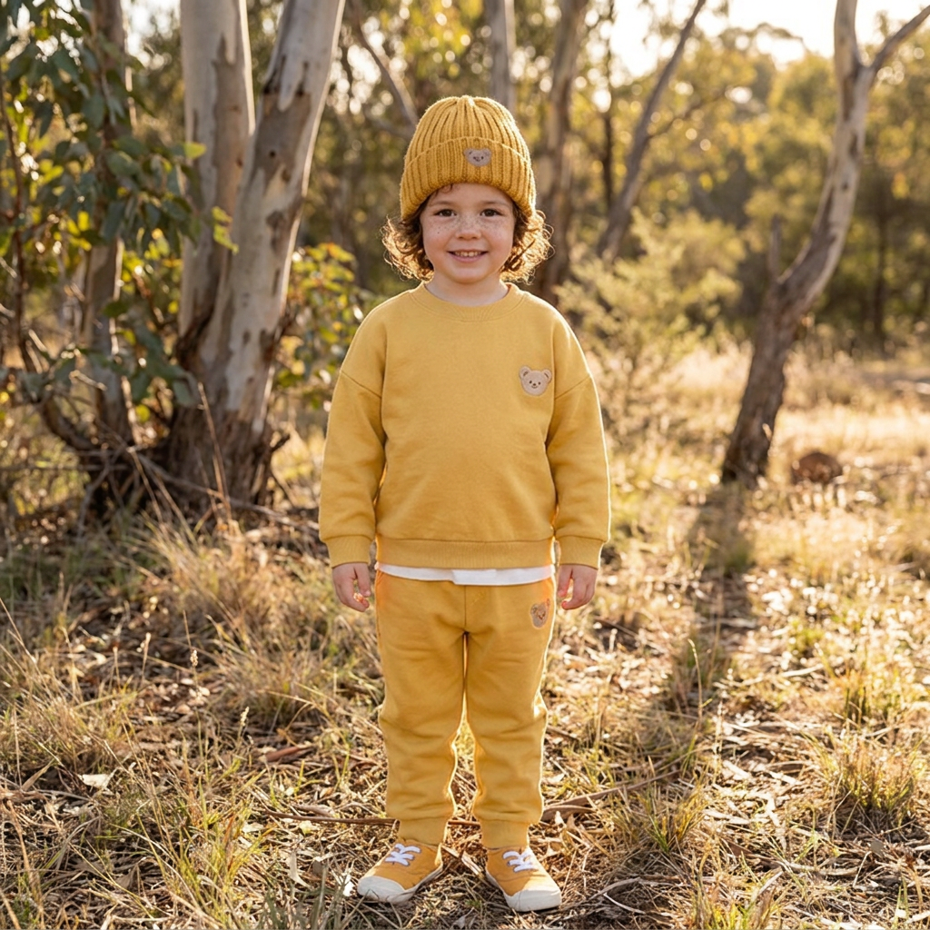 Baby Outfit with Embroidered Bear Sweatshirt & Matching Sweatpants