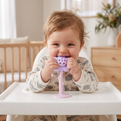 2-in-1 Sunflower Baby Teether & Rattle with Suction Base