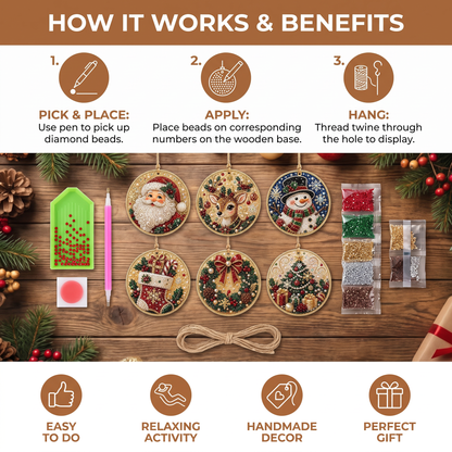 DIY Christmas Wooden Ornament Diamond Painting Kit