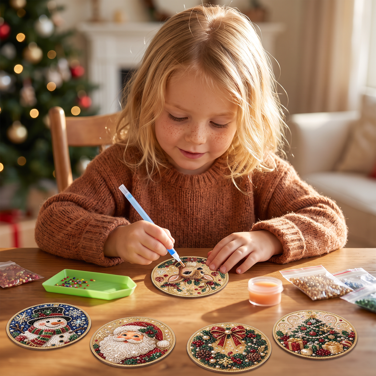 DIY Christmas Wooden Ornament Diamond Painting Kit