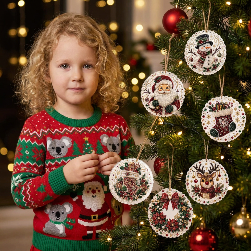 DIY Christmas Wooden Ornament Diamond Painting Kit
