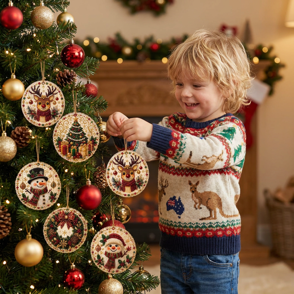 DIY Christmas Wooden Ornament Diamond Painting Kit