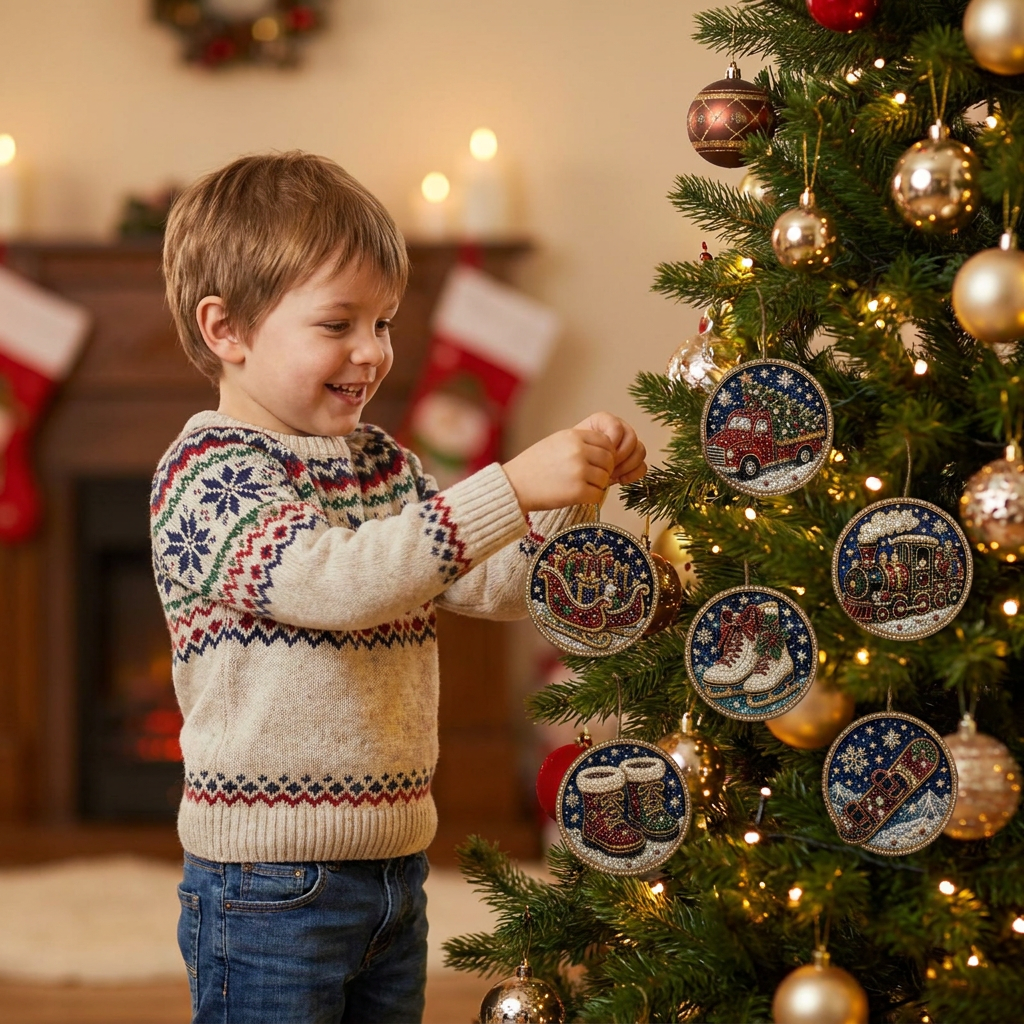 DIY Christmas Wooden Ornament Diamond Painting Kit