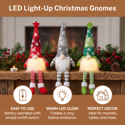 LED Light-Up Christmas Gnome Decorations