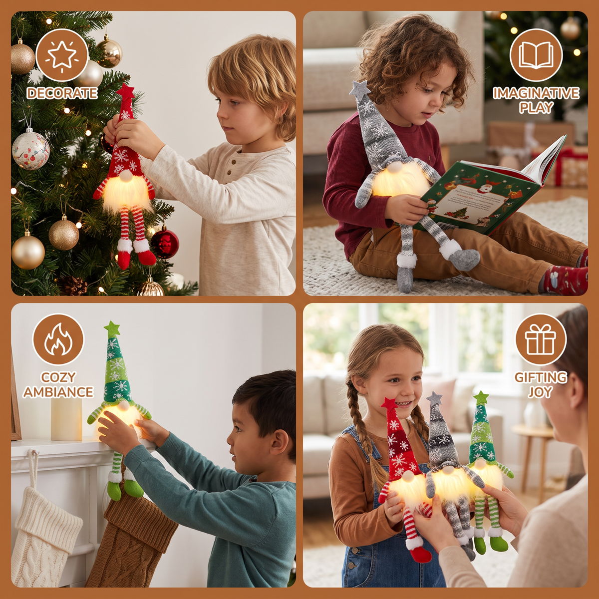 LED Light-Up Christmas Gnome Decorations
