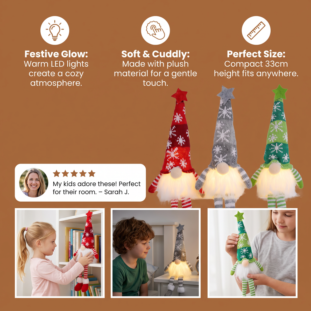 LED Light-Up Christmas Gnome Decorations