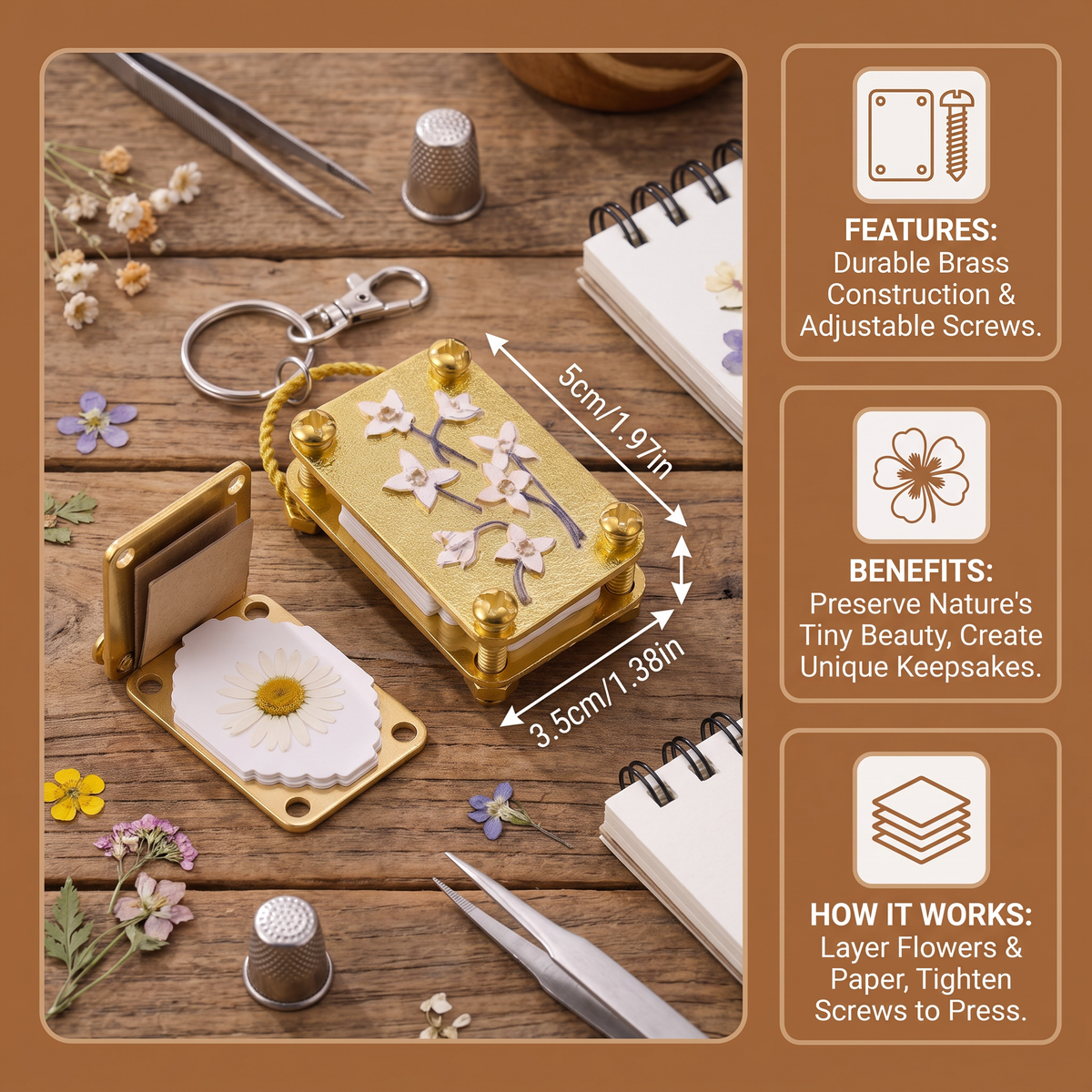 Mini Metal Flower Press Kit for DIY Dried Flower Crafts