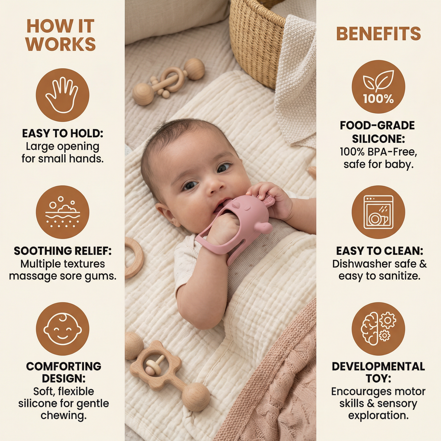 Baby Chick Silicone Teether – Gentle Food-Grade Soothing Toy