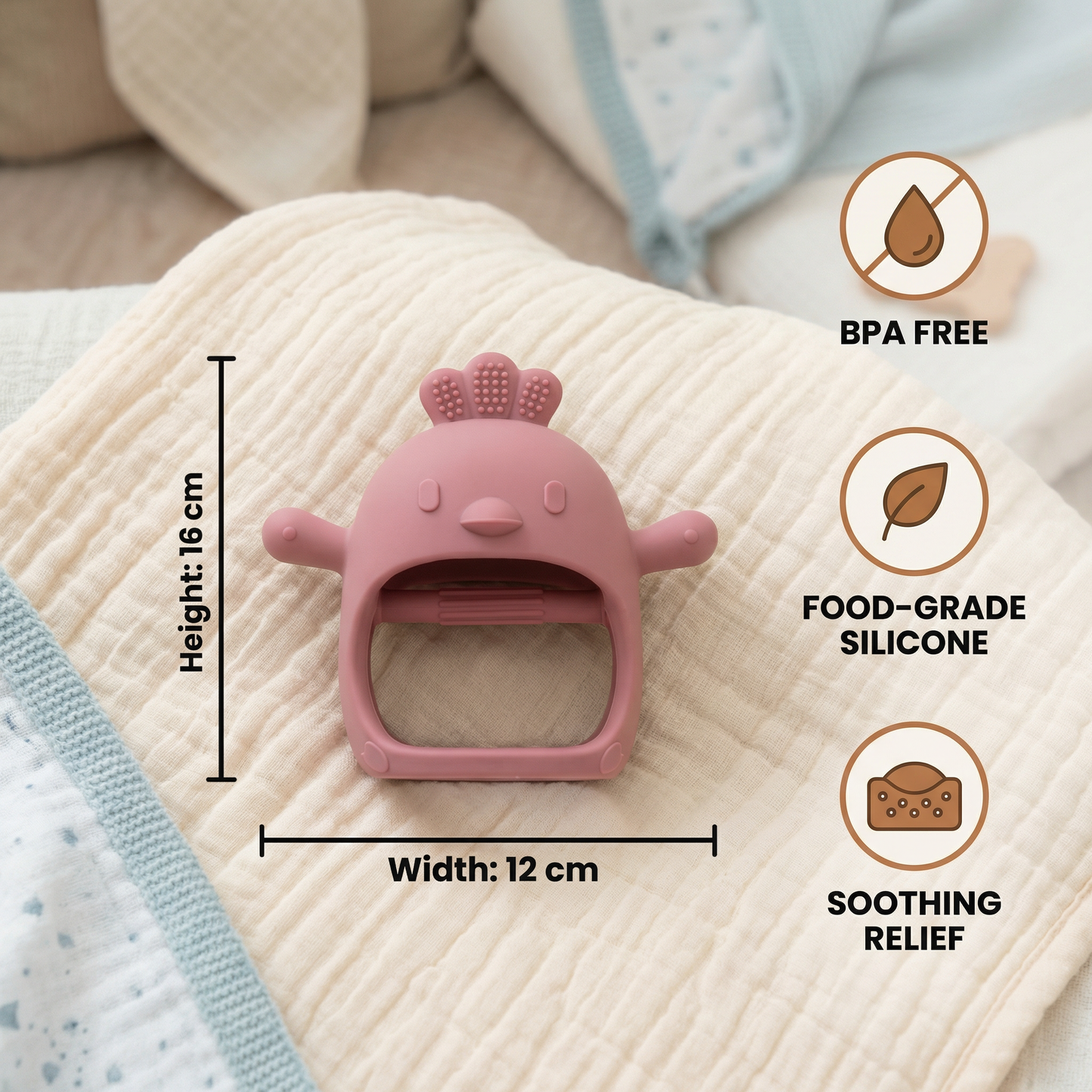 Baby Chick Silicone Teether – Gentle Food-Grade Soothing Toy