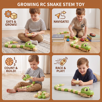 Interactive Growing RC Snake STEM Toy – Eats Blocks & Grows Longer