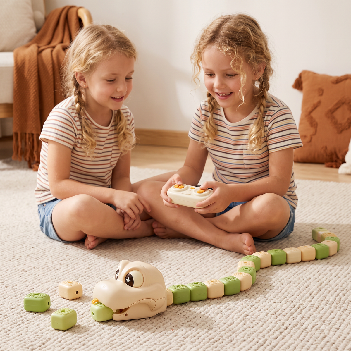 Interactive Growing RC Snake STEM Toy – Eats Blocks & Grows Longer