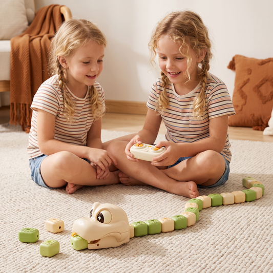 Interactive Growing RC Snake STEM Toy – Eats Blocks & Grows Longer