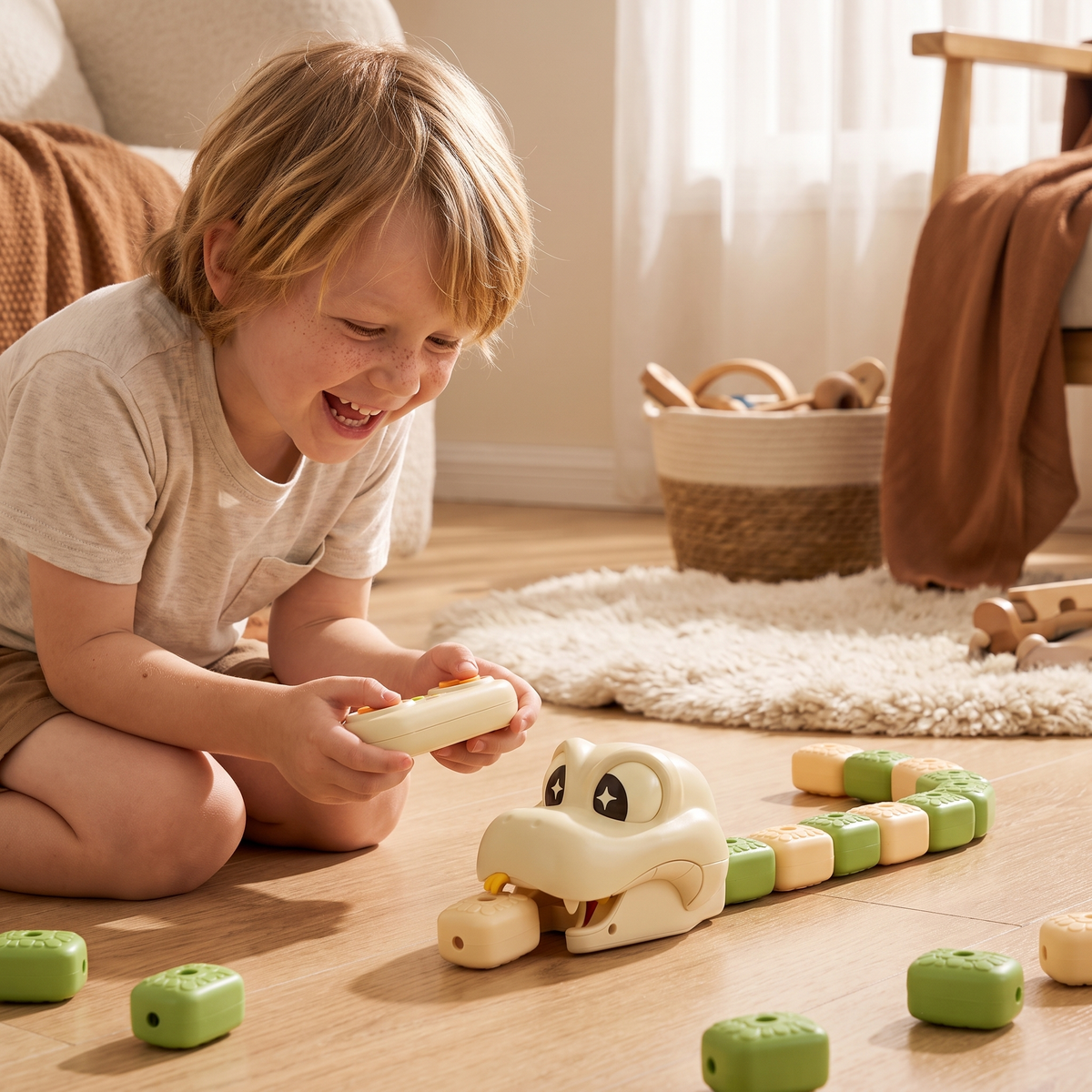Interactive Growing RC Snake STEM Toy – Eats Blocks & Grows Longer