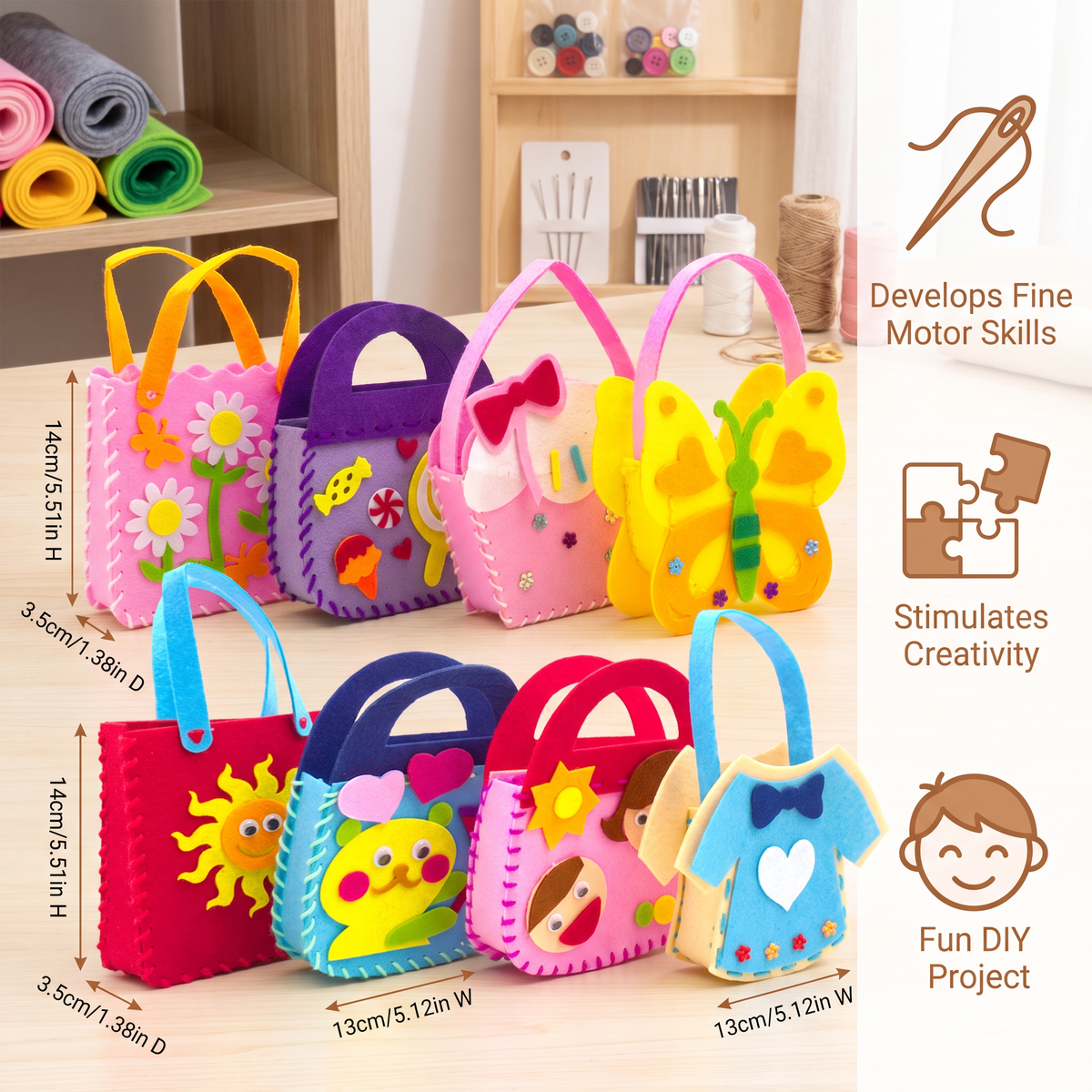 DIY Cute Felt Handbag Sewing Craft Kit for Kids