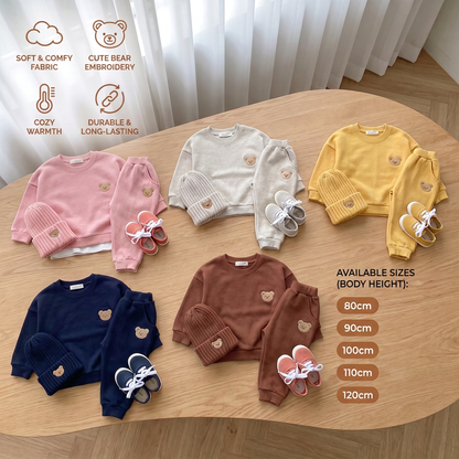 Baby Outfit with Embroidered Bear Sweatshirt & Matching Sweatpants