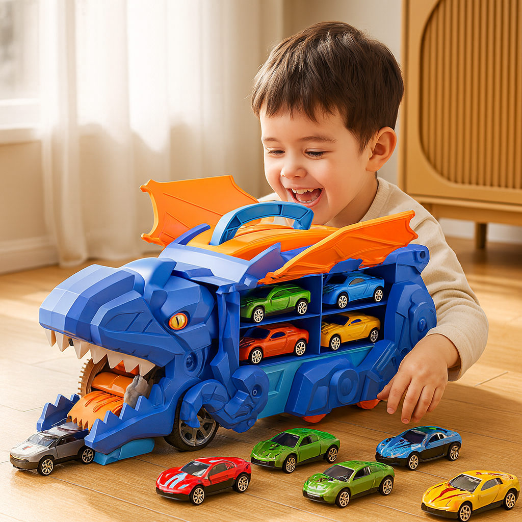 Dinosaur Transforming Car Truck with LED Lights for Kids