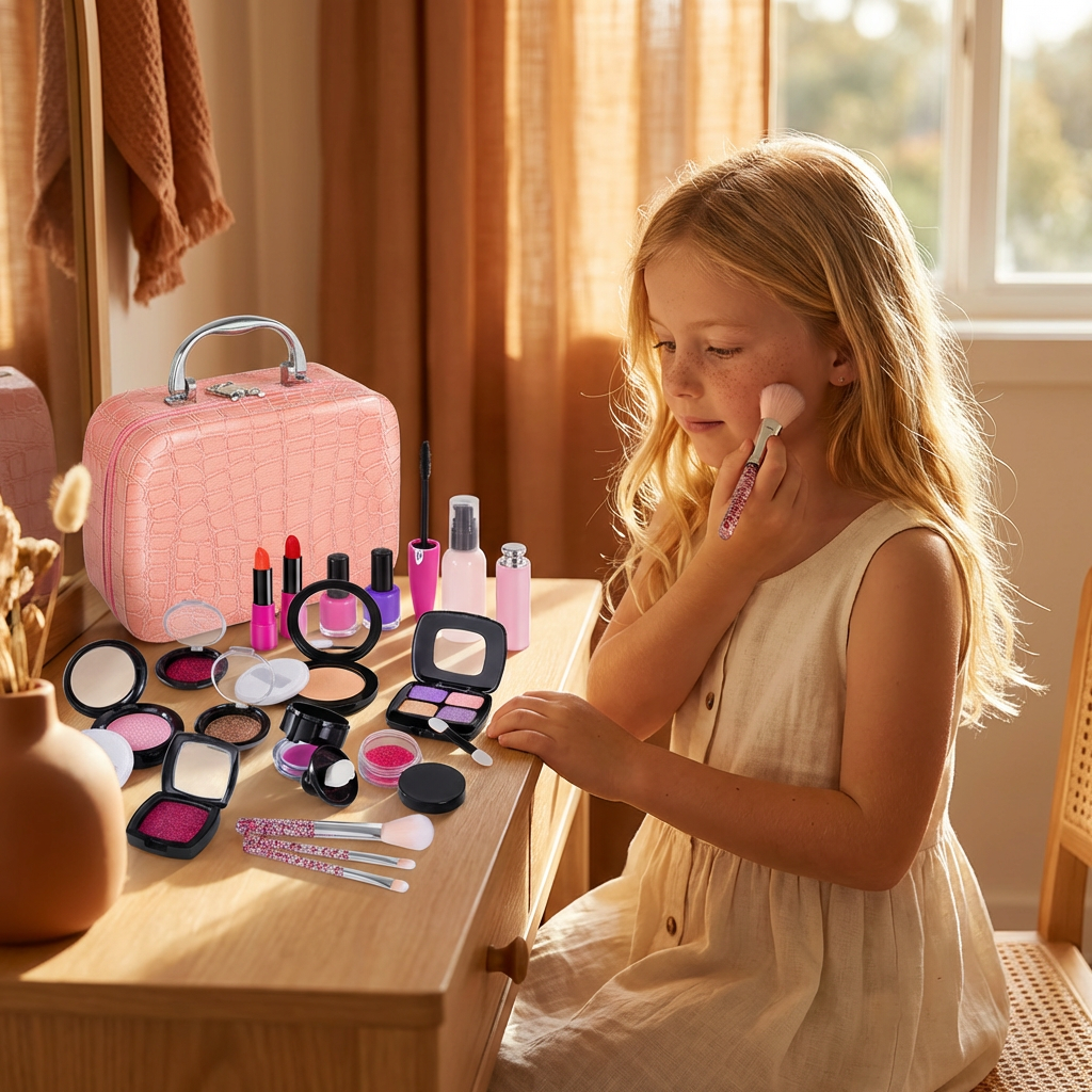 Make-up Play Set for Girls – Safe Kids Cosmetic Set with Practical Bag