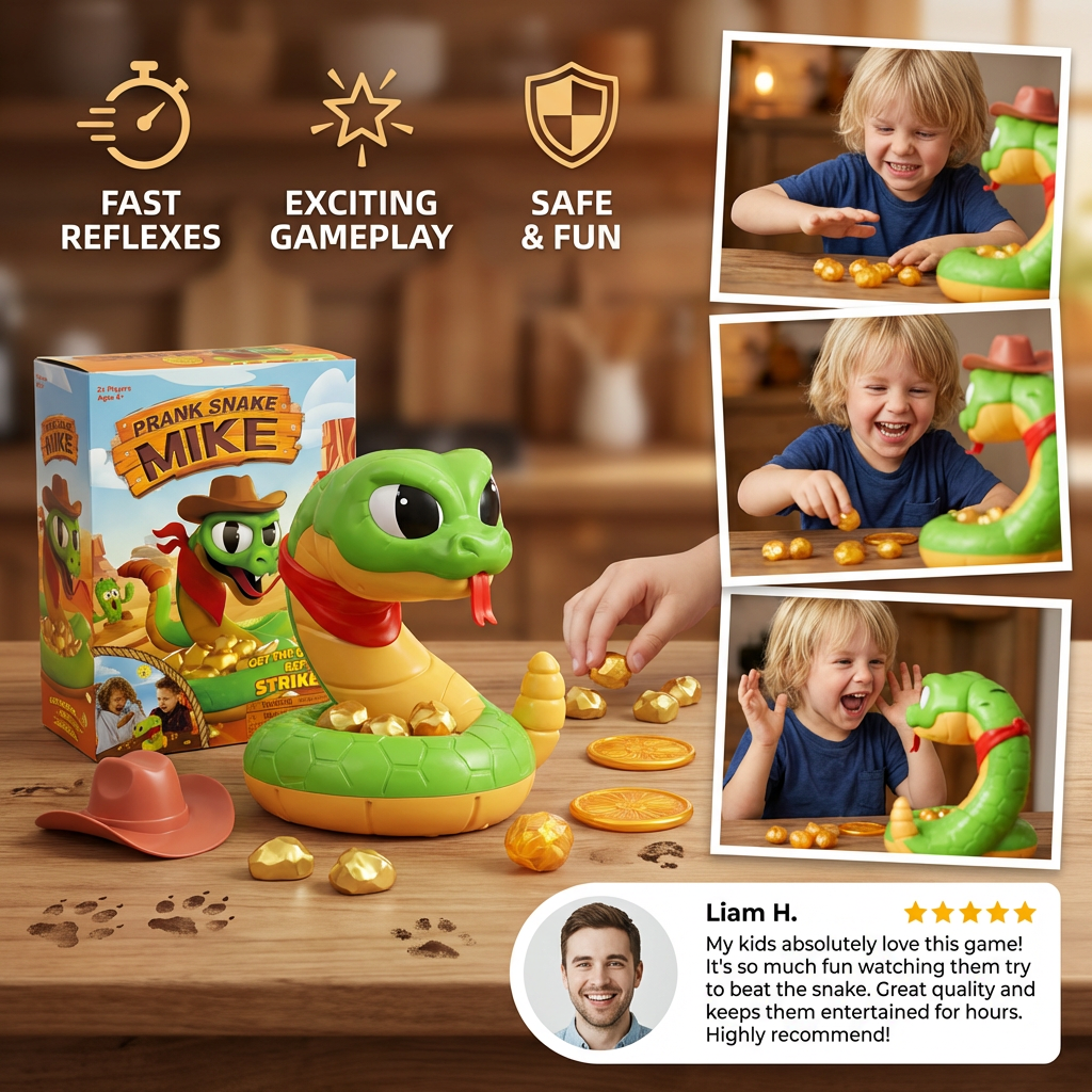Interactive Rattlesnake Reaction Game with Surprise Movements for Kids and Family Play