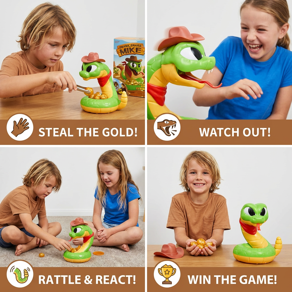 Interactive Rattlesnake Reaction Game with Surprise Movements for Kids and Family Play