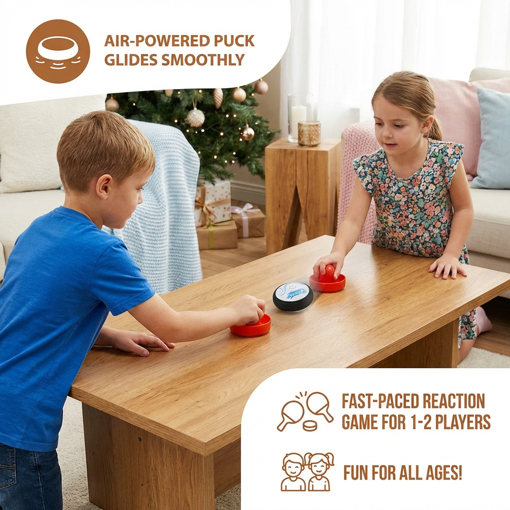 Mini Air Hockey Table Game for Kids – Reaction Game with Pucks