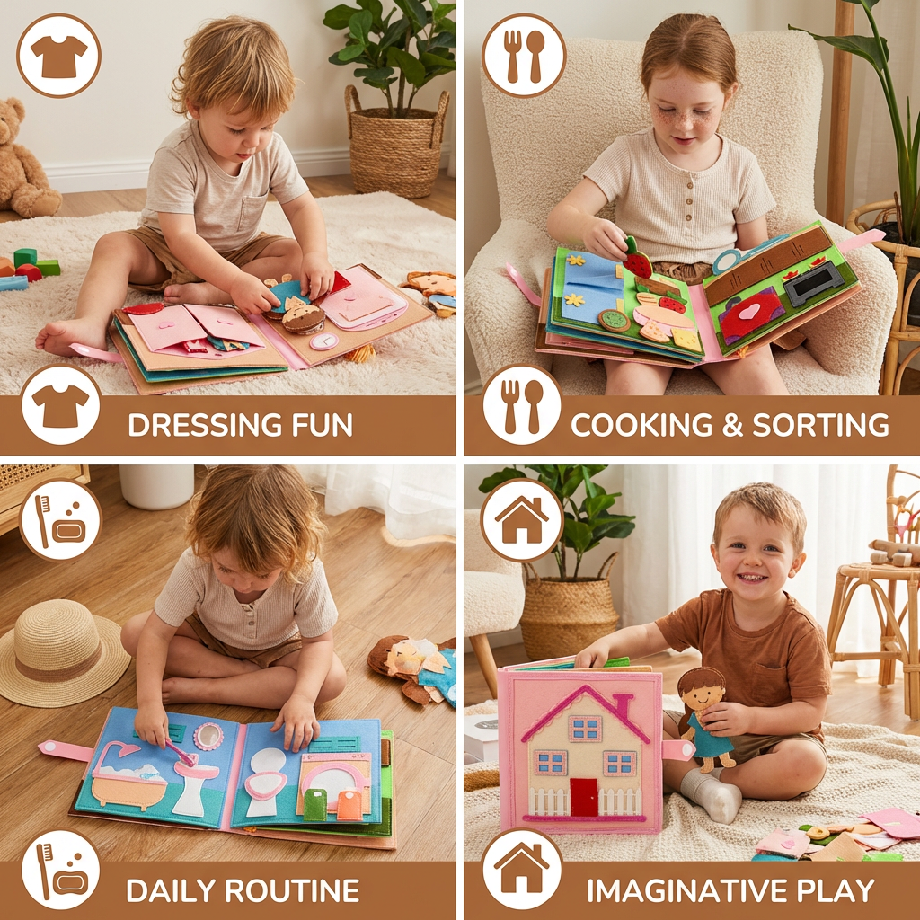 Montessori Felt Busy Book for Children – Dressing, Sorting & Everyday Learning