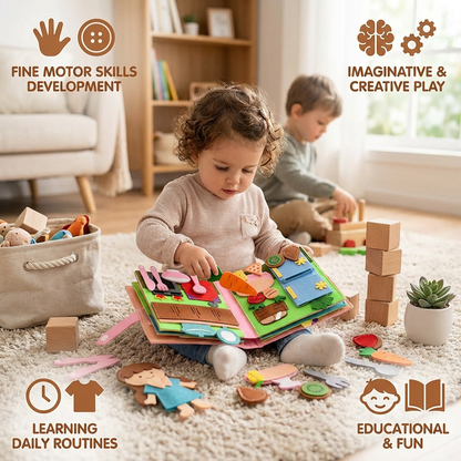 Montessori Felt Busy Book for Children – Dressing, Sorting & Everyday Learning