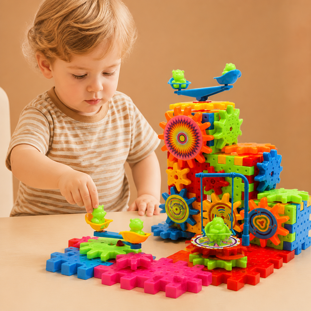 81-Piece STEM Gear Building Set – Interlocking Engineering Blocks for Kids