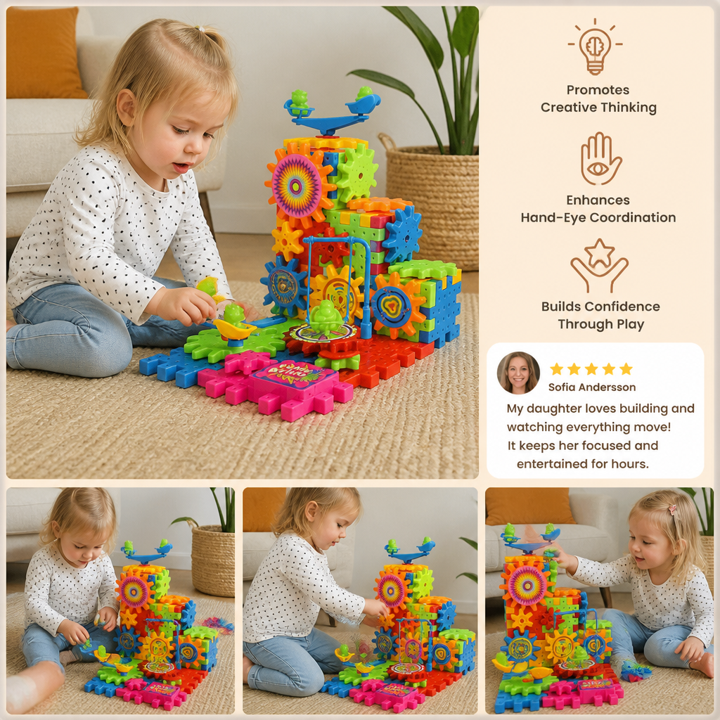 81-Piece STEM Gear Building Set – Interlocking Engineering Blocks for Kids