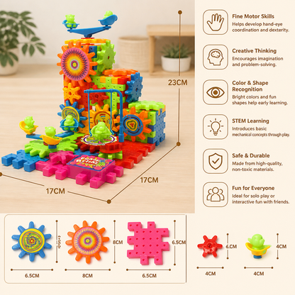 81-Piece STEM Gear Building Set – Interlocking Engineering Blocks for Kids