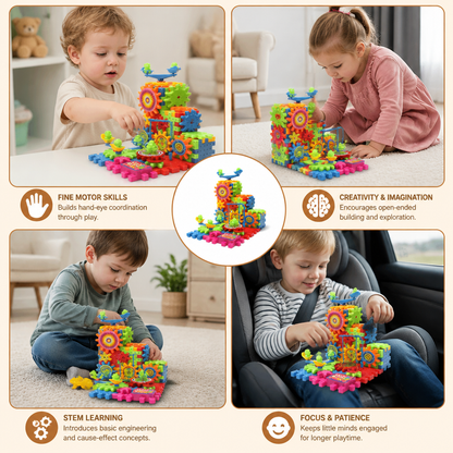 81-Piece STEM Gear Building Set – Interlocking Engineering Blocks for Kids